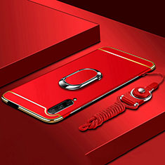 Custodia Lusso Metallo Laterale e Plastica Cover con Anello Supporto A01 per Huawei P Smart Pro (2019) Rosso