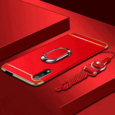 Custodia Lusso Metallo Laterale e Plastica Cover con Anello Supporto A01 per Huawei P Smart Z (2019) Rosso