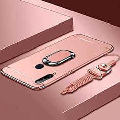 Custodia Lusso Metallo Laterale e Plastica Cover con Anello Supporto A01 per Samsung Galaxy A20s Oro Rosa