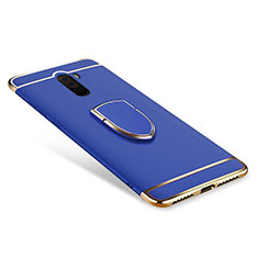 Custodia Lusso Metallo Laterale e Plastica Cover con Anello Supporto A01 per Xiaomi Pocophone F1 Blu