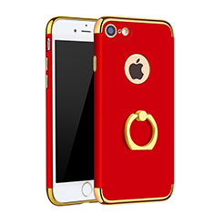 Custodia Lusso Metallo Laterale e Plastica Cover con Anello Supporto A02 per Apple iPhone SE (2020) Rosso