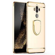 Custodia Lusso Metallo Laterale e Plastica Cover con Anello Supporto A02 per Huawei Mate 9 Oro