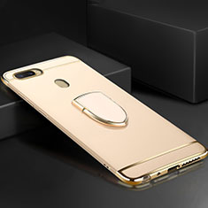 Custodia Lusso Metallo Laterale e Plastica Cover con Anello Supporto A02 per Oppo AX7 Oro