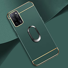 Custodia Lusso Metallo Laterale e Plastica Cover con Anello Supporto P02 per Oppo A55 5G Verde Notte