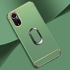 Custodia Lusso Metallo Laterale e Plastica Cover con Anello Supporto per Huawei Honor 50 Pro 5G Verde Pastello