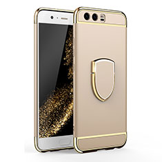 Custodia Lusso Metallo Laterale e Plastica Cover con Anello Supporto per Huawei P10 Oro