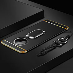 Custodia Lusso Metallo Laterale e Plastica Cover con Anello Supporto per Xiaomi Redmi Note 9T 5G Nero