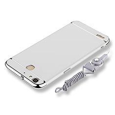 Custodia Lusso Metallo Laterale e Plastica Cover con Cordoncino per Huawei Enjoy 5S Argento