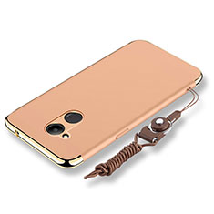 Custodia Lusso Metallo Laterale e Plastica Cover con Cordoncino per Huawei Honor 6C Pro Oro