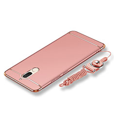 Custodia Lusso Metallo Laterale e Plastica Cover con Cordoncino per Huawei Maimang 6 Oro Rosa