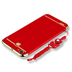 Custodia Lusso Metallo Laterale e Plastica Cover con Cordoncino per Huawei P8 Lite Smart Rosso