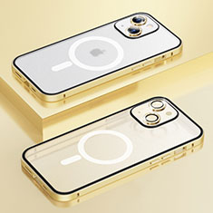 Custodia Lusso Metallo Laterale e Plastica Cover con Mag-Safe Magnetic Bling-Bling LF1 per Apple iPhone 14 Oro