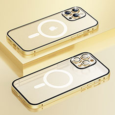 Custodia Lusso Metallo Laterale e Plastica Cover con Mag-Safe Magnetic Bling-Bling LF1 per Apple iPhone 15 Pro Max Oro