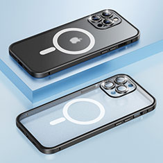 Custodia Lusso Metallo Laterale e Plastica Cover con Mag-Safe Magnetic Bling-Bling LF1 per Apple iPhone 15 Pro Nero
