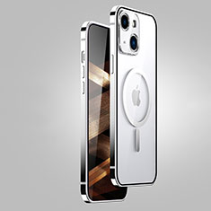 Custodia Lusso Metallo Laterale e Plastica Cover con Mag-Safe Magnetic JB1 per Apple iPhone 15 Argento