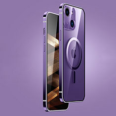 Custodia Lusso Metallo Laterale e Plastica Cover con Mag-Safe Magnetic JB1 per Apple iPhone 15 Plus Viola