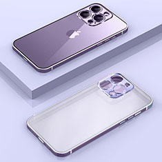 Custodia Lusso Metallo Laterale e Plastica Cover con Mag-Safe Magnetic JB1 per Apple iPhone 15 Pro Viola