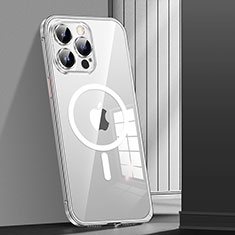 Custodia Lusso Metallo Laterale e Plastica Cover con Mag-Safe Magnetic JL1 per Apple iPhone 13 Pro Max Argento