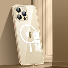 Custodia Lusso Metallo Laterale e Plastica Cover con Mag-Safe Magnetic JL1 per Apple iPhone 13 Pro Max Oro