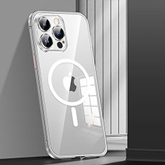 Custodia Lusso Metallo Laterale e Plastica Cover con Mag-Safe Magnetic JL1 per Apple iPhone 14 Pro Max Argento