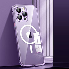 Custodia Lusso Metallo Laterale e Plastica Cover con Mag-Safe Magnetic JL1 per Apple iPhone 14 Pro Max Viola