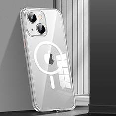 Custodia Lusso Metallo Laterale e Plastica Cover con Mag-Safe Magnetic JL1 per Apple iPhone 15 Plus Argento