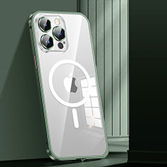 Custodia Lusso Metallo Laterale e Plastica Cover con Mag-Safe Magnetic JL1 per Apple iPhone 16 Pro Verde