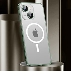 Custodia Lusso Metallo Laterale e Plastica Cover con Mag-Safe Magnetic JL2 per Apple iPhone 14 Plus Verde