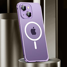 Custodia Lusso Metallo Laterale e Plastica Cover con Mag-Safe Magnetic JL2 per Apple iPhone 14 Plus Viola