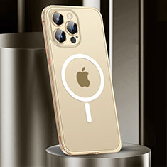 Custodia Lusso Metallo Laterale e Plastica Cover con Mag-Safe Magnetic JL2 per Apple iPhone 14 Pro Max Oro