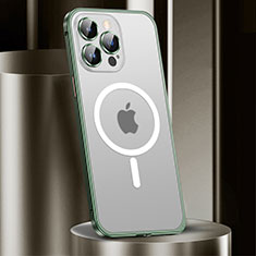 Custodia Lusso Metallo Laterale e Plastica Cover con Mag-Safe Magnetic JL2 per Apple iPhone 14 Pro Verde