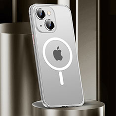 Custodia Lusso Metallo Laterale e Plastica Cover con Mag-Safe Magnetic JL2 per Apple iPhone 15 Plus Argento