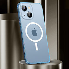 Custodia Lusso Metallo Laterale e Plastica Cover con Mag-Safe Magnetic JL2 per Apple iPhone 15 Plus Blu