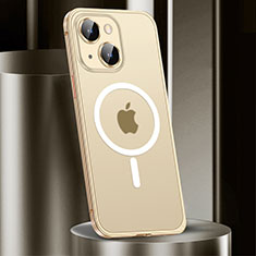 Custodia Lusso Metallo Laterale e Plastica Cover con Mag-Safe Magnetic JL2 per Apple iPhone 15 Plus Oro