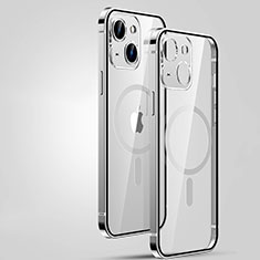 Custodia Lusso Metallo Laterale e Plastica Cover con Mag-Safe Magnetic JL3 per Apple iPhone 13 Argento