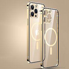 Custodia Lusso Metallo Laterale e Plastica Cover con Mag-Safe Magnetic JL3 per Apple iPhone 14 Pro Max Oro