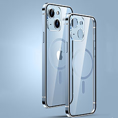 Custodia Lusso Metallo Laterale e Plastica Cover con Mag-Safe Magnetic JL3 per Apple iPhone 15 Plus Blu