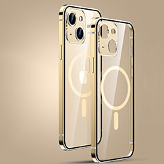 Custodia Lusso Metallo Laterale e Plastica Cover con Mag-Safe Magnetic JL3 per Apple iPhone 15 Plus Oro