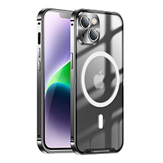 Custodia Lusso Metallo Laterale e Plastica Cover con Mag-Safe Magnetic LK1 per Apple iPhone 14 Nero