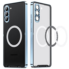 Custodia Lusso Metallo Laterale e Plastica Cover con Mag-Safe Magnetic LK1 per Samsung Galaxy S23 5G Blu