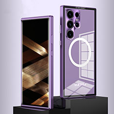 Custodia Lusso Metallo Laterale e Plastica Cover con Mag-Safe Magnetic LK1 per Samsung Galaxy S24 Ultra 5G Viola