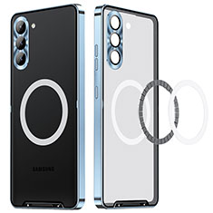 Custodia Lusso Metallo Laterale e Plastica Cover con Mag-Safe Magnetic LK1 per Samsung Galaxy S25 5G Blu