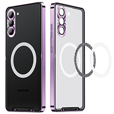 Custodia Lusso Metallo Laterale e Plastica Cover con Mag-Safe Magnetic LK1 per Samsung Galaxy S25 5G Viola