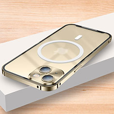 Custodia Lusso Metallo Laterale e Plastica Cover con Mag-Safe Magnetic LK2 per Apple iPhone 15 Plus Oro