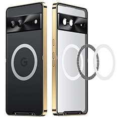 Custodia Lusso Metallo Laterale e Plastica Cover con Mag-Safe Magnetic LK2 per Google Pixel 7 5G Oro