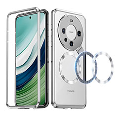 Custodia Lusso Metallo Laterale e Plastica Cover con Mag-Safe Magnetic LK2 per Huawei Mate 60 Argento