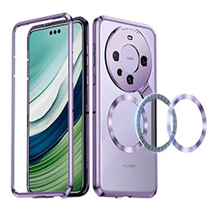 Custodia Lusso Metallo Laterale e Plastica Cover con Mag-Safe Magnetic LK2 per Huawei Mate 60 Pro Viola