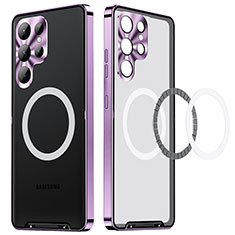 Custodia Lusso Metallo Laterale e Plastica Cover con Mag-Safe Magnetic LK2 per Samsung Galaxy S25 Ultra 5G Viola