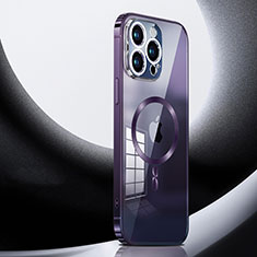 Custodia Lusso Metallo Laterale e Plastica Cover con Mag-Safe Magnetic LK3 per Apple iPhone 15 Pro Max Viola