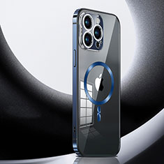 Custodia Lusso Metallo Laterale e Plastica Cover con Mag-Safe Magnetic LK3 per Apple iPhone 16 Pro Max Blu